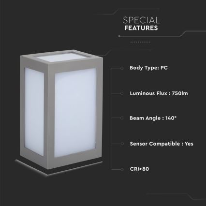 LED Уличный настенный светильник LED/12W/230V 4000K IP65