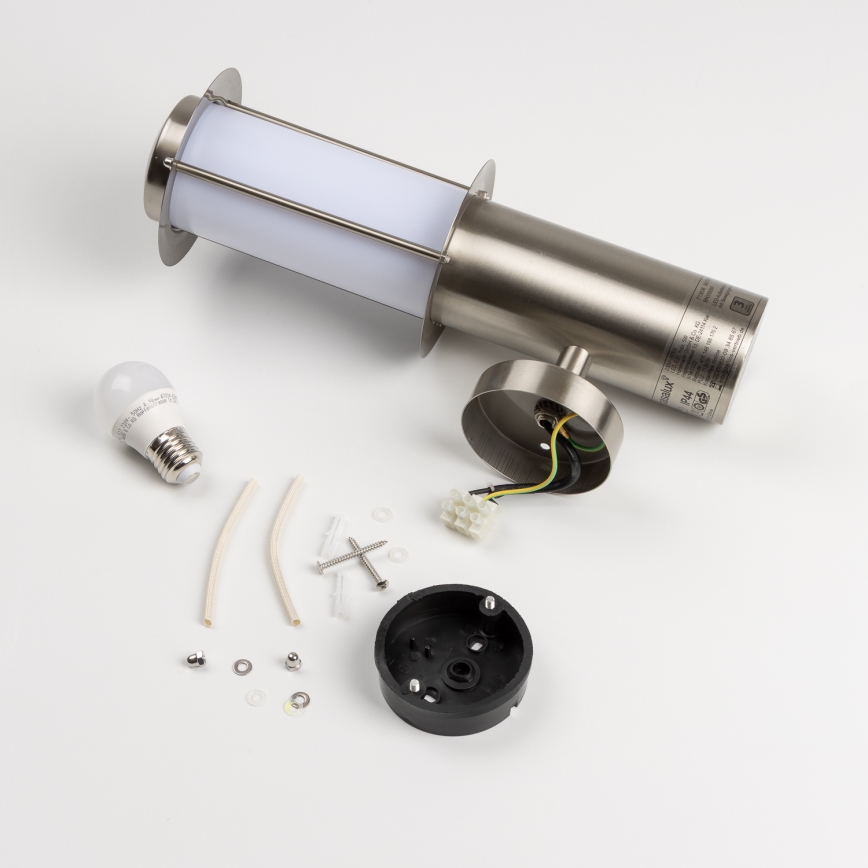 LED уличный настенный светильник с датчиком движения 1xE27/4,9W/230V IP44 матовый хром