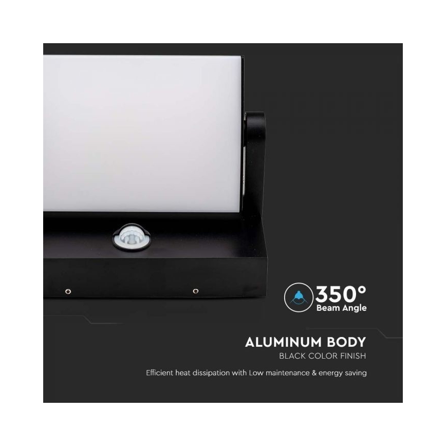 Светодиодный уличный настенный светильник с датчиком LED/17 Вт/230 В 3000K IP65 черный