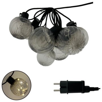 LED уличная декоративная гирлянда 10xLED/0,15W/230V 6,8 m IP44 черная/дымчатая