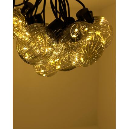 LED уличная декоративная гирлянда 10xLED/0,15W/230V 6,8 m IP44 черная/дымчатая