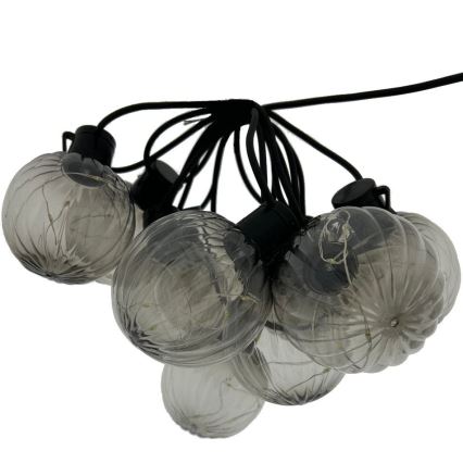 LED уличная декоративная гирлянда 10xLED/0,15W/230V 6,8 m IP44 черная/дымчатая