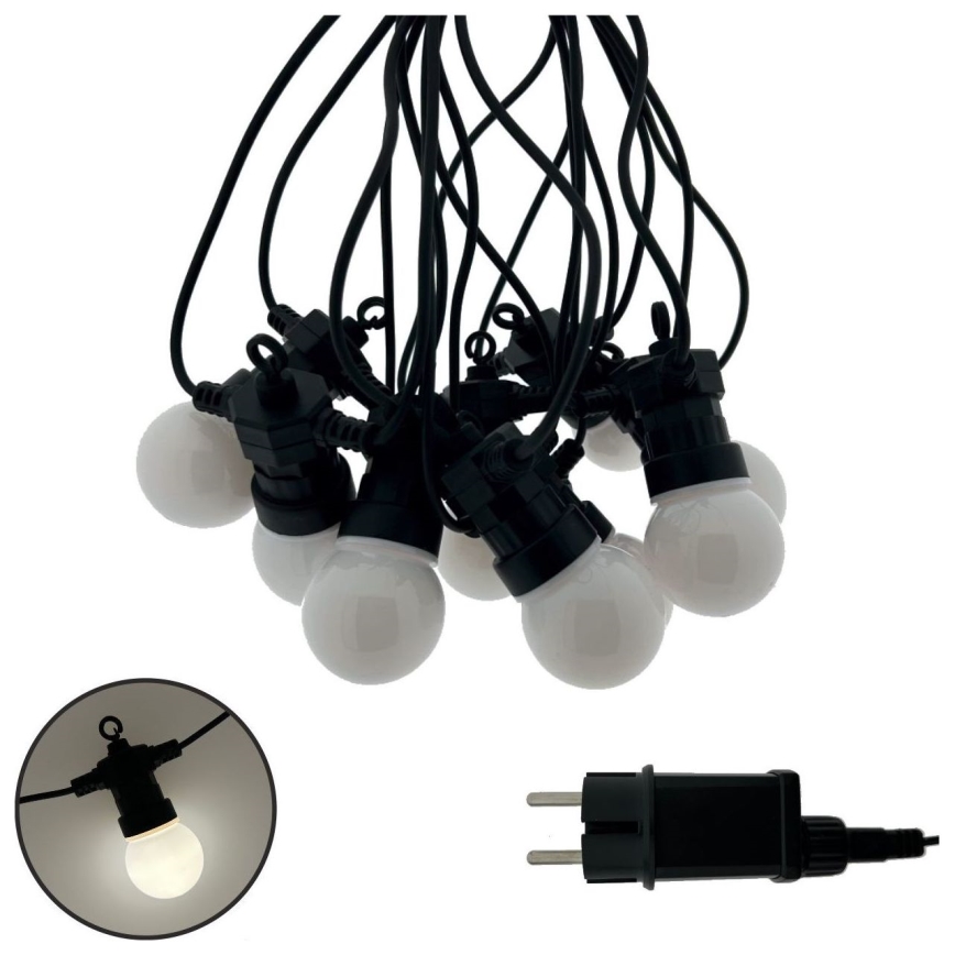 LED уличная декоративная гирлянда 10xLED/0,36W/230V 4,5 m IP44 чёрная