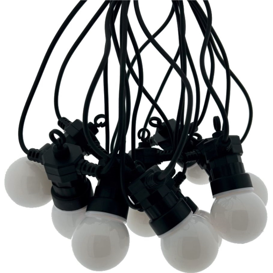 LED уличная декоративная гирлянда 10xLED/0,36W/230V 4,5 m IP44 чёрная