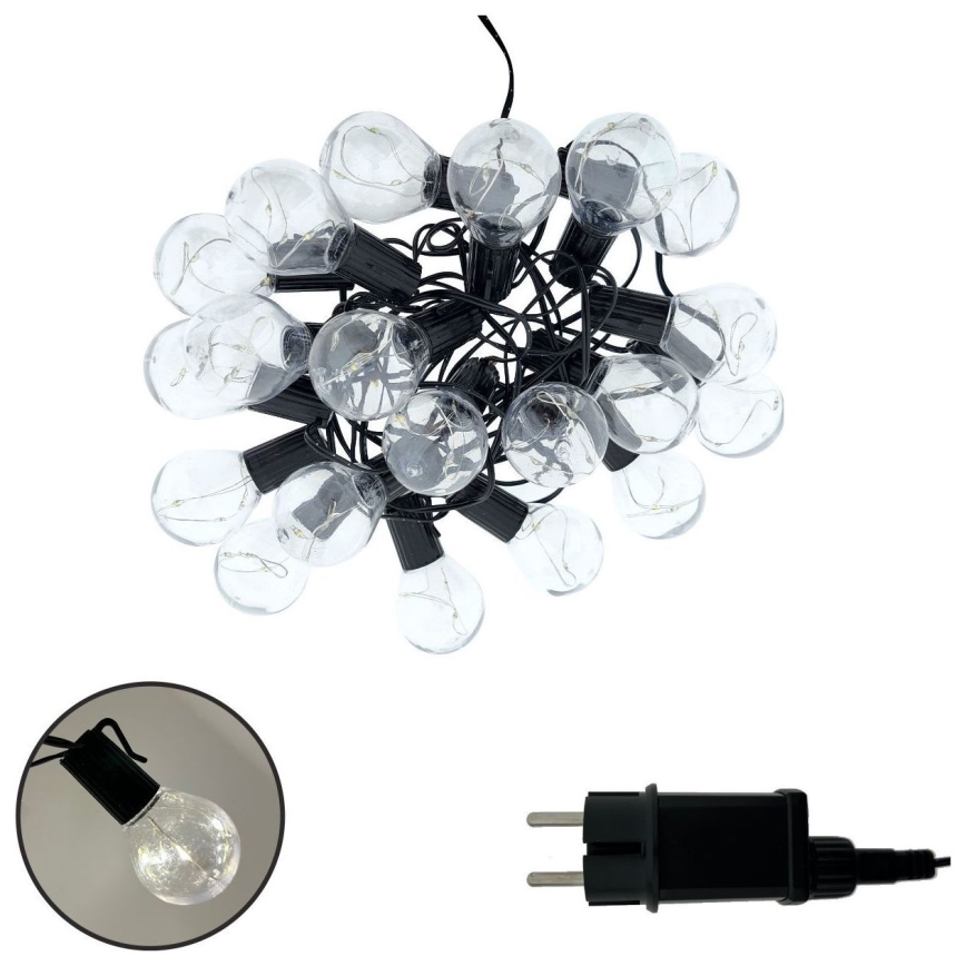 LED Уличная декоративная гирлянда 20xLED/0,075W/230V 5,8 m IP44 черная