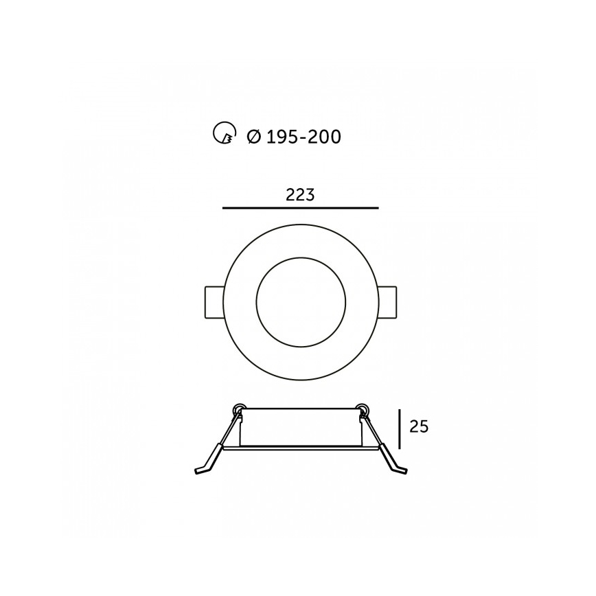 LED вбудований світильник SIGARO, 18 Вт, 230 В, 3000/4000/6500 К, діаметр 22 см, білий