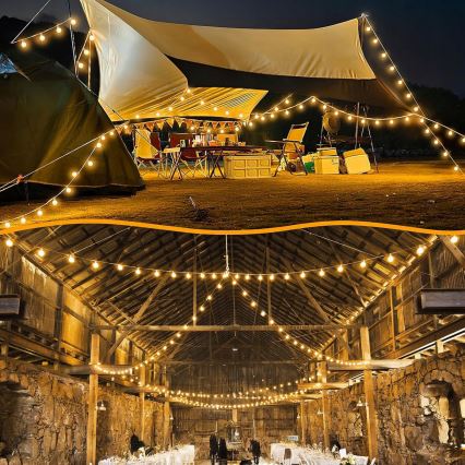 LED вулична декоративна гірлянда 36xE12/1W/230V 22,35 m IP65 чорна