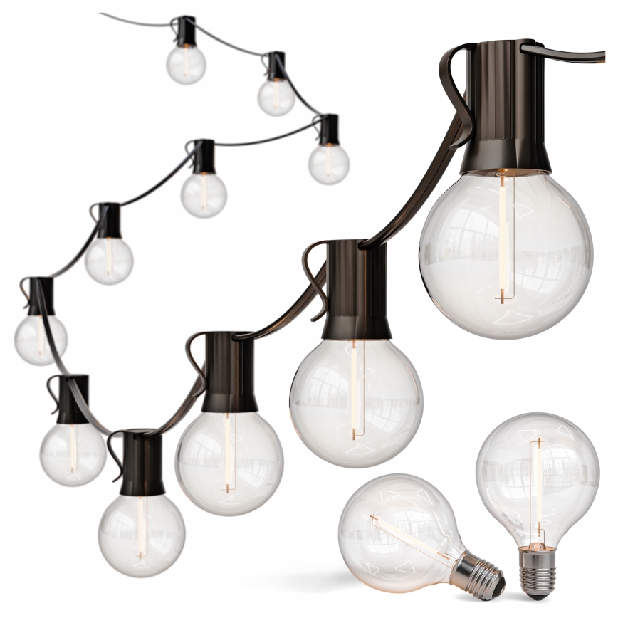 LED вулична декоративна гірлянда 36xE12/1W/230V 22,35 m IP65 чорна