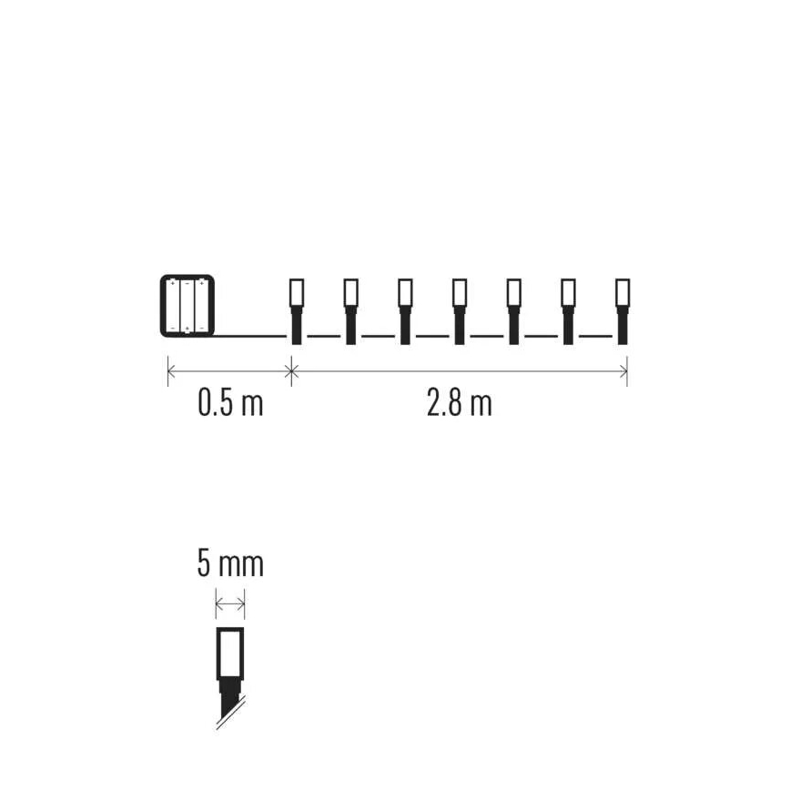 LED вулична різдвяна гірлянда 40xLED/3xAA 3,3m IP44 холодний білий