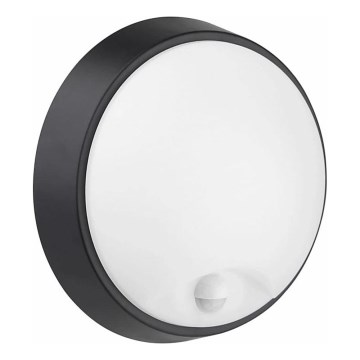 LED Вуличний настінний світильник з датчиком LED/12W/230V 3000/4000/6500K IP65 чорний