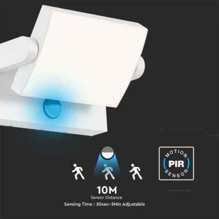 LED Вуличний настінний світильник з датчиком LED/17W/230V 4000K IP65 білий