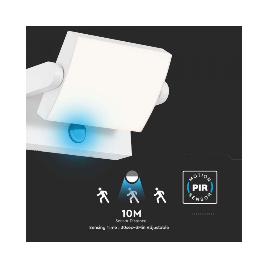 LED Вуличний настінний світильник з датчиком LED/17W/230V 4000K IP65 білий