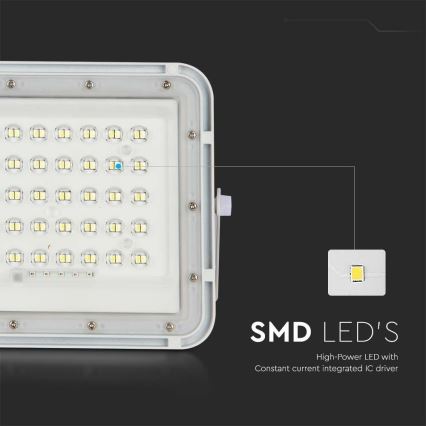 LED Вуличний з регулюванням яскравості прожектор на сонячній батареї LED/10W/3,2V IP65 6400K 6000 mAh білий + пульт дистанційного керування
