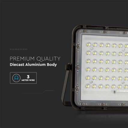 LED Вуличний з регулюванням яскравості прожектор на сонячній батареї LED/15W/3,2V IP65 4000K 12000 mAh чорний + пульт дистанційного керування
