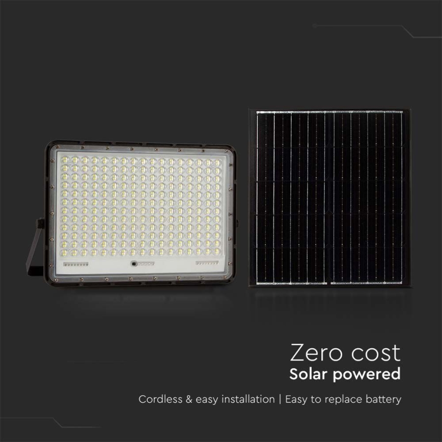 LED Вуличний прожектор на сонячній батареї LED/30W/3,2V 4000K чорний IP65 20000 mAh + пульт дистанційного керування