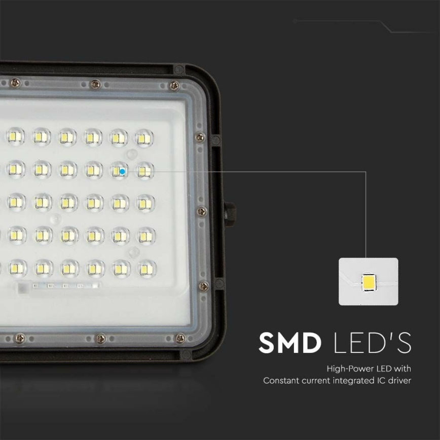 LED Вуличний з регулюванням яскравості прожектор на сонячній батареї LED/6W/3,2V IP65 4000K 5000 mAh чорний + пульт дистанційного керування