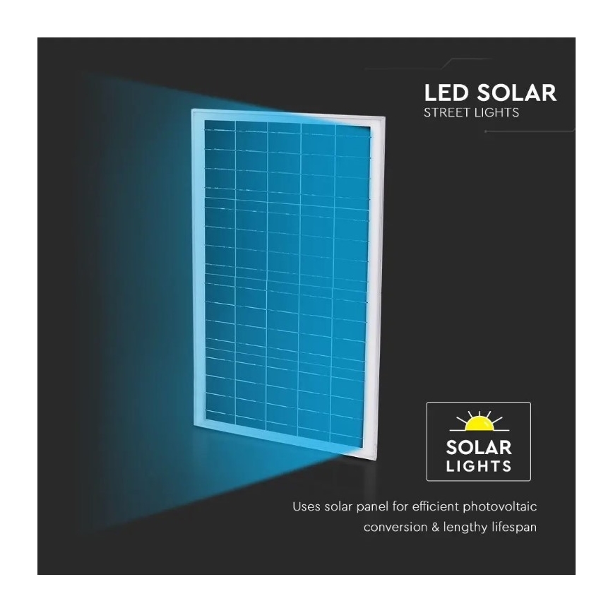 LED Вулична лампа з регулюванням яскравості на сонячній батареї LED/50W/6,4V 6000K IP65 50000 mAh + пульт дистанційного керування