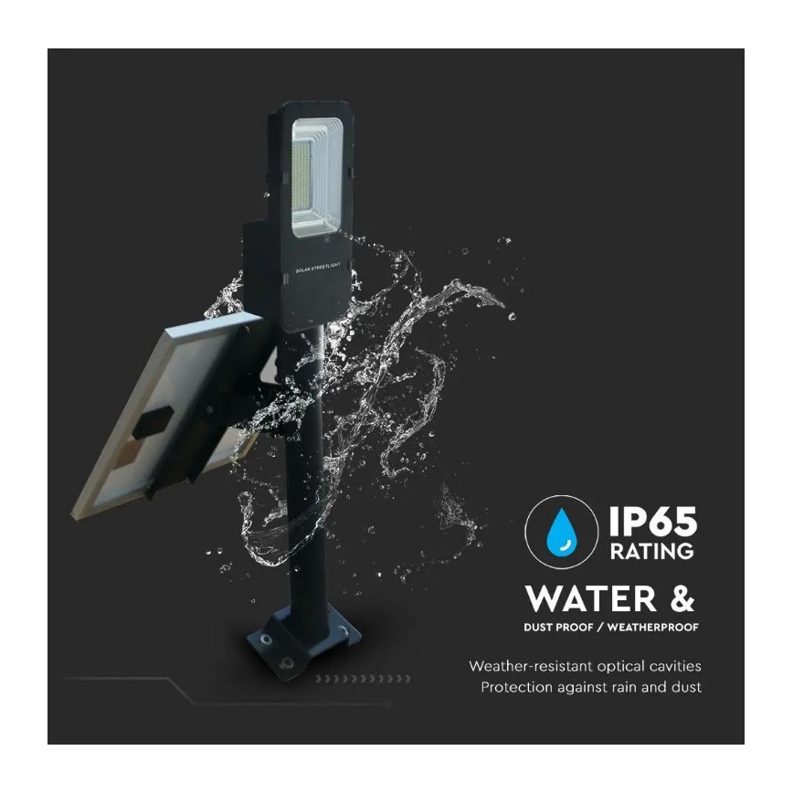LED Вулична лампа з регулюванням яскравості на сонячній батареї LED/50W/6,4V 6000K IP65 50000 mAh + пульт дистанційного керування