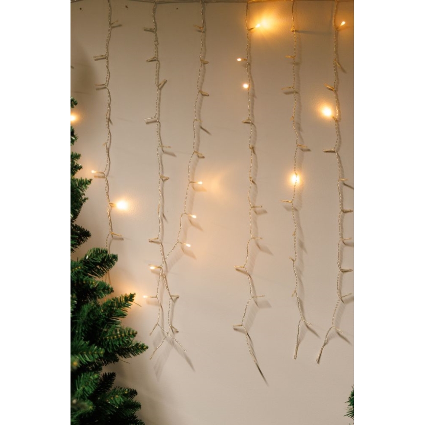 LED Вулична різдвяна гірлянда-штора з регулюванням яскравості CURTAIN 360xLED/8,4W/230V 2x2 м IP44 теплий білий + пульт дистанційного керування