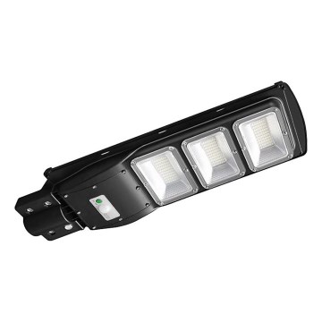 LED Вуличний ліхтар з датчиком руху і освітленості з регулюванням яскравості на сонячній батареї LED/12W/3,2V 6000K IP65 10000 mAh чорний + пульт дистанційного керування