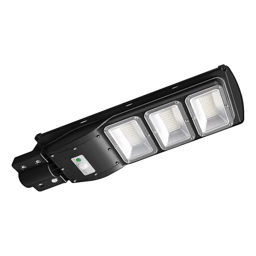 LED Вуличний ліхтар з датчиком руху і освітленості з регулюванням яскравості на сонячній батареї LED/12W/3,2V 6000K IP65 10000 mAh чорний + пульт дистанційного керування