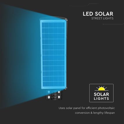 LED Вуличний ліхтар з датчиком руху і освітленості з регулюванням яскравості на сонячній батареї LED/12W/3,2V 6000K IP65 10000 mAh чорний + пульт дистанційного керування