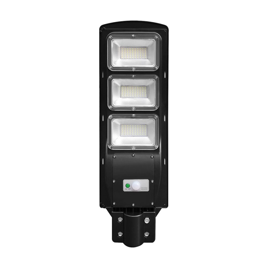 LED Вуличний ліхтар з датчиком руху і освітленості з регулюванням яскравості на сонячній батареї LED/12W/3,2V 6000K IP65 10000 mAh чорний + пульт дистанційного керування