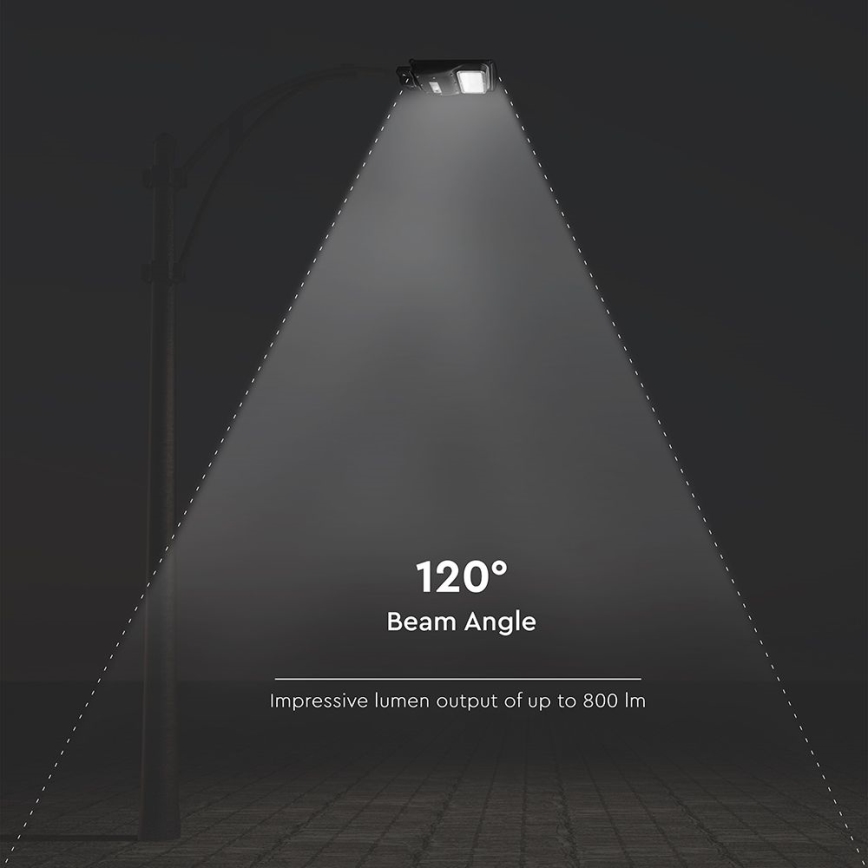 LED Вуличний ліхтар з датчиком руху і освітленості з регулюванням яскравості на сонячній батареї LED/6W/3,2V 6000K IP65 5000 mAh чорний + пульт дистанційного керування