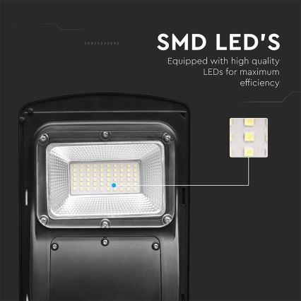 LED Вуличний ліхтар з датчиком руху і освітленості з регулюванням яскравості на сонячній батареї LED/6W/3,2V 6000K IP65 5000 mAh чорний + пульт дистанційного керування
