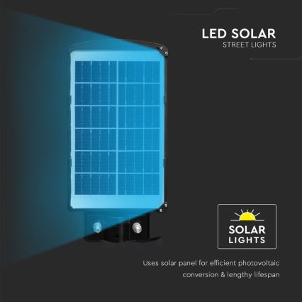 LED Вуличний ліхтар з датчиком руху і освітленості з регулюванням яскравості на сонячній батареї LED/6W/3,2V 6000K IP65 5000 mAh чорний + пульт дистанційного керування