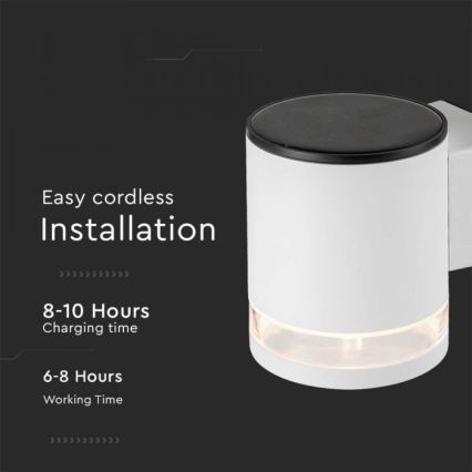 LED Вуличний настінний світильник на сонячній батареї LED/1W/3,7V 3000K IP54 білий