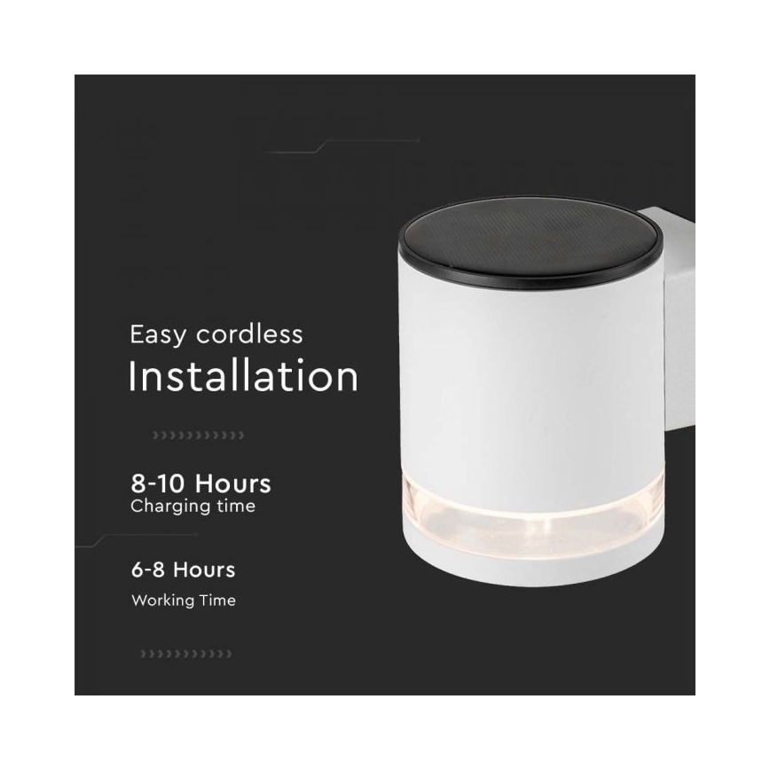 LED Вуличний настінний світильник на сонячній батареї LED/1W/3,7V 3000K IP54 білий