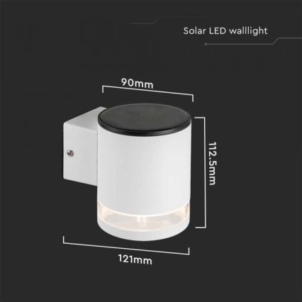 LED Вуличний настінний світильник на сонячній батареї LED/1W/3,7V 3000K IP54 білий