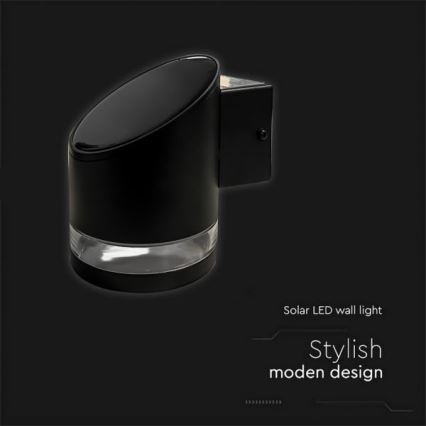 LED Вуличний настінний світильник на сонячній батареї LED/1W/3,7V 3000K IP54 чорний