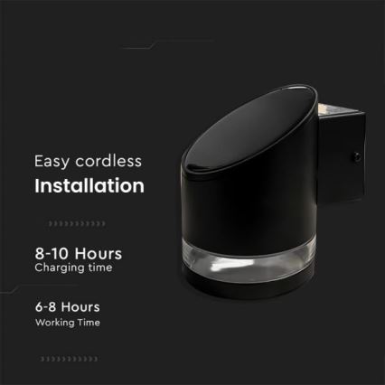 LED Вуличний настінний світильник на сонячній батареї LED/1W/3,7V 3000K IP54 чорний