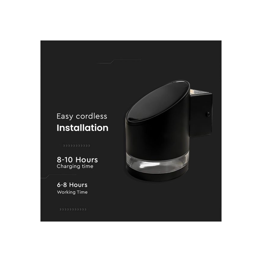 LED Вуличний настінний світильник на сонячній батареї LED/1W/3,7V 3000K IP54 чорний
