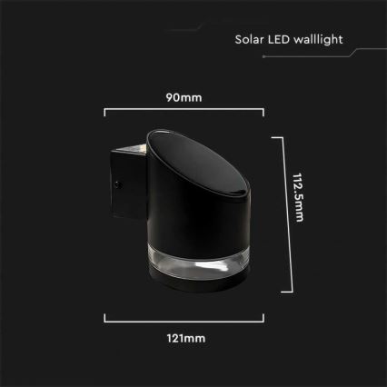 LED Вуличний настінний світильник на сонячній батареї LED/1W/3,7V 3000K IP54 чорний