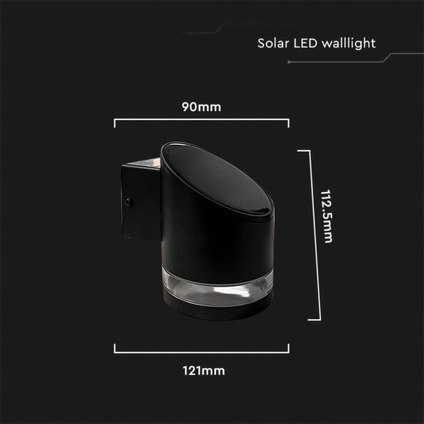 LED Вуличний настінний світильник на сонячній батареї LED/1W/3,7V 3000K IP54 чорний