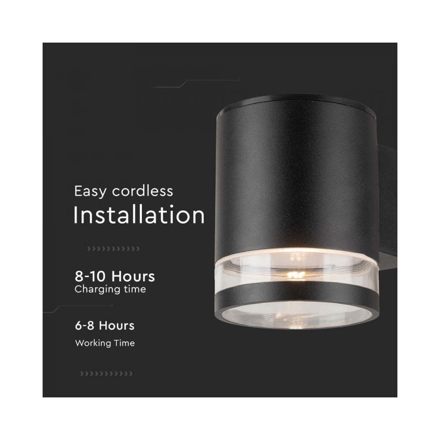 LED Вуличний настінний світильник на сонячній батареї LED/1W/3,7V 3000K IP54 1200 mAh чорний