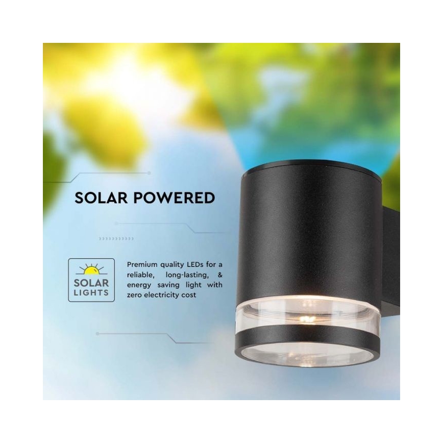 LED Вуличний настінний світильник на сонячній батареї LED/1W/3,7V 3000K IP54 1200 mAh чорний