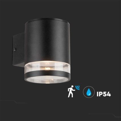 LED Вуличний настінний світильник на сонячній батареї з датчиком LED/1W/3,7V 3000K IP54 чорний