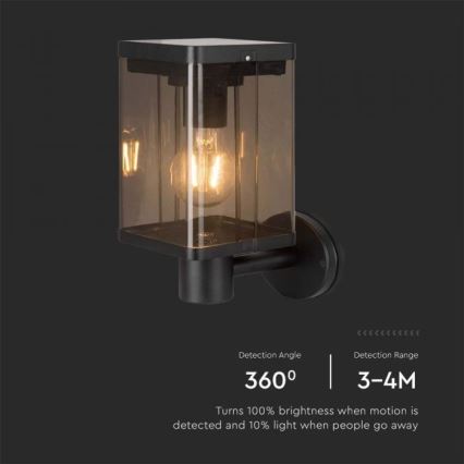 LED Вуличний настінний світильник на сонячній батареї з датчиком LED/2,5W/3,7V 3000K IP54