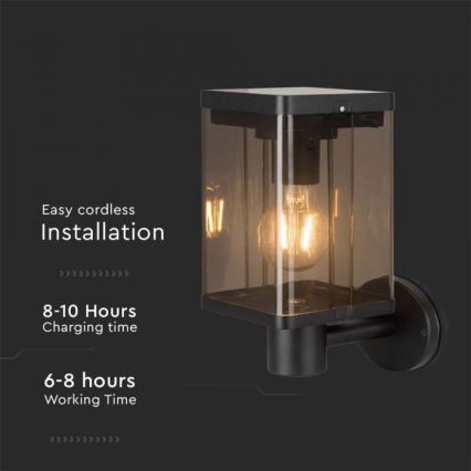 LED Вуличний настінний світильник на сонячній батареї з датчиком LED/2,5W/3,7V 3000K IP54