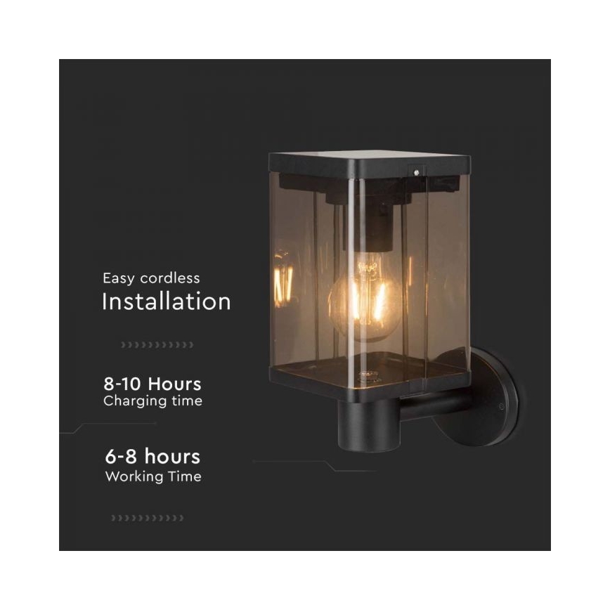 LED Вуличний настінний світильник на сонячній батареї з датчиком LED/2,5W/3,7V 3000K IP54
