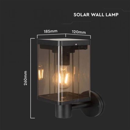 LED Вуличний настінний світильник на сонячній батареї з датчиком LED/2,5W/3,7V 3000K IP54