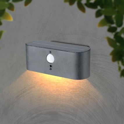 LED Вуличний настінний світильник на сонячній батареї з датчиком LED/2,5W/3,7V 3000K IP54