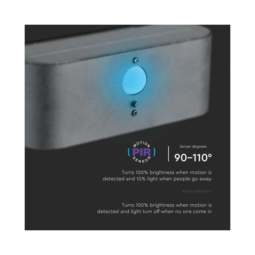 LED Вуличний настінний світильник на сонячній батареї з датчиком LED/2,5W/3,7V 3000K IP54