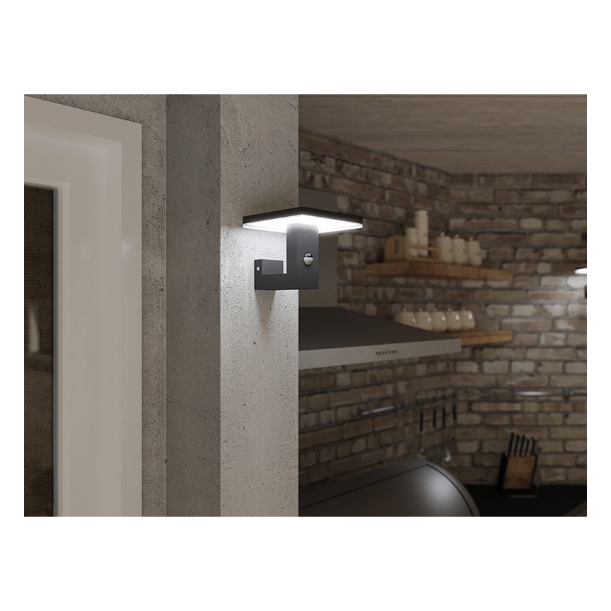 LED Вуличний настінний світильник з датчиком BARI LED/10W/230V 4000K IP54 антрацит