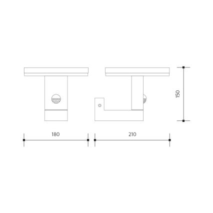 LED Вуличний настінний світильник з датчиком BARI LED/10W/230V 4000K IP54 антрацит