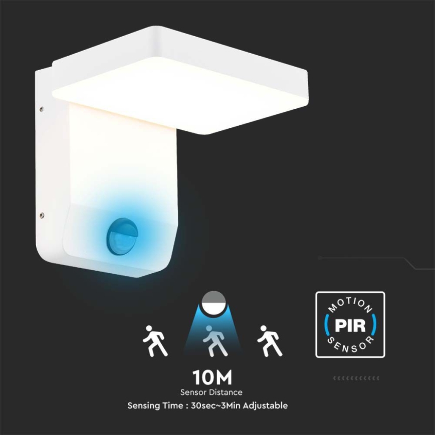 LED Вуличний настінний гнучкий світильник з датчиком LED/17W/230V IP65 3000K білий